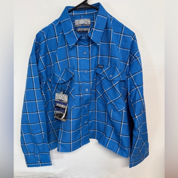 shirt DIXXON Women’s NWT Brentwood Blue Plaid Cropped Flannel size 2XL - Picture 1 of 5